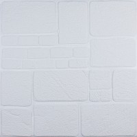 Самоклеющаяся декоративная 3D панель белый камень 700x700x6мм