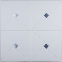 Самоклеющаяся 3D панель белый ромб с серебром 700x700x6,5 мм