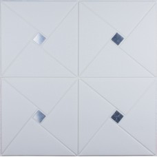 Самоклеюча 3D панель білий ромб з сріблом 700x700x6,5 мм